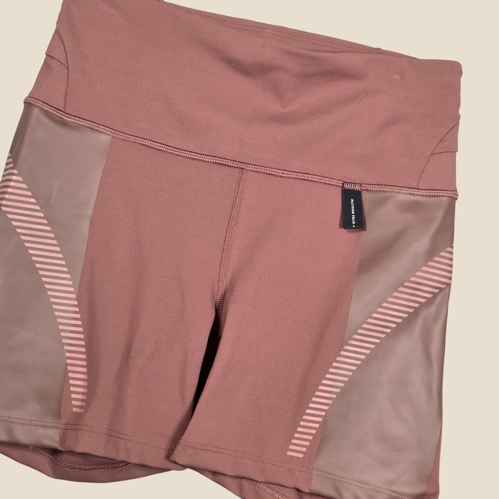 Athleta x Allyson Felix Women Small Legend Biker Shorts Mauve Rose Pink